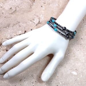 Turquoise/Hematite Coil Bracelet